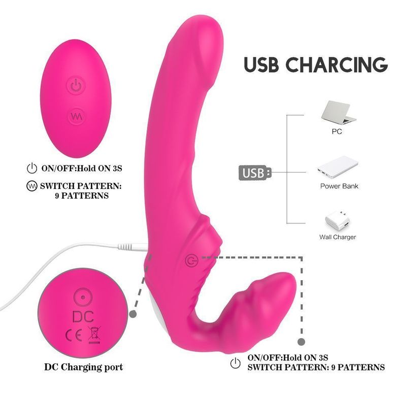 Dildo Doble Vibrador Strapless Control Remoto Nana-6