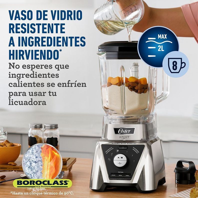 Licuadora Xpert Series™ niquelada con control de textura y un Blend N Go BLST3BCPG-4