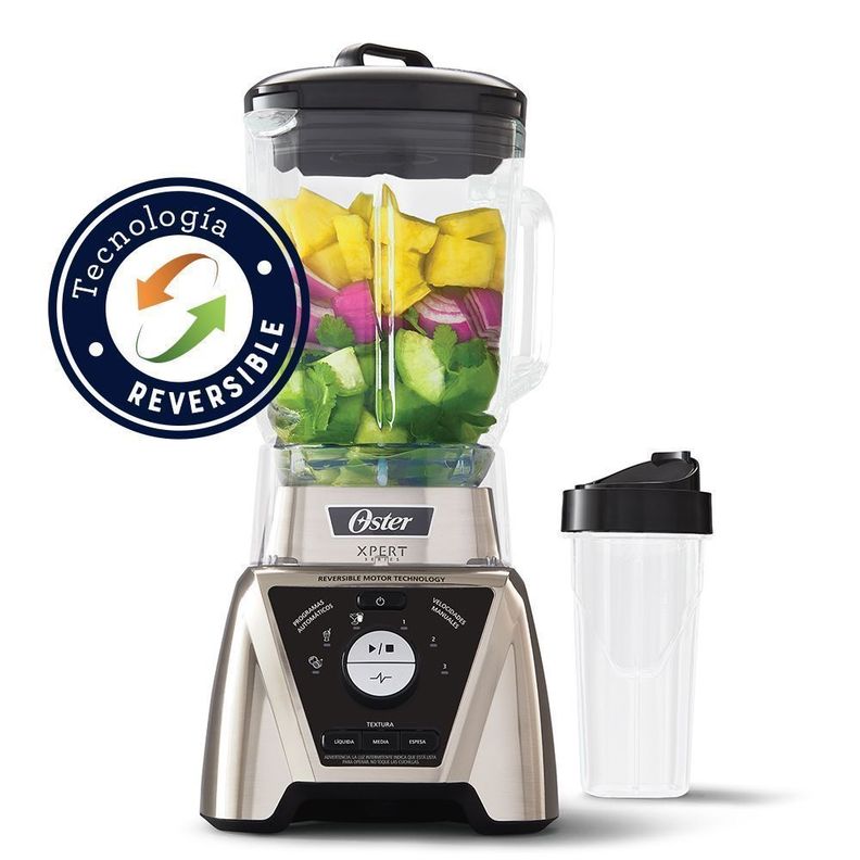 Licuadora Xpert Series™ niquelada con control de textura y un Blend N Go BLST3BCPG-1