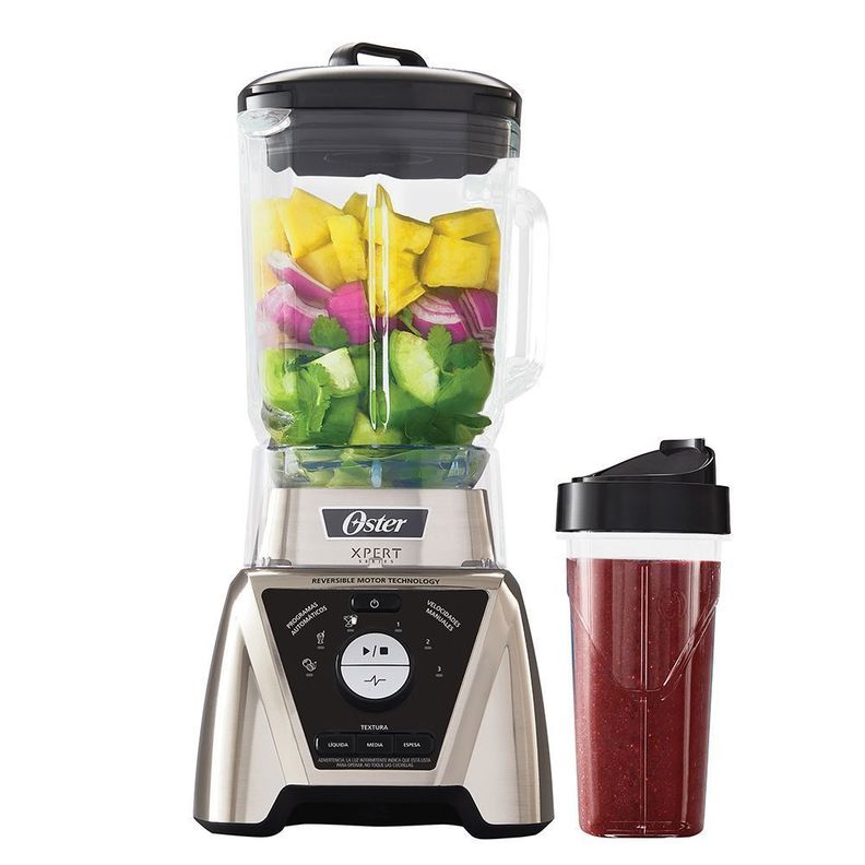 Licuadora Xpert Series™ niquelada con control de textura y un Blend N Go BLST3BCPG-0