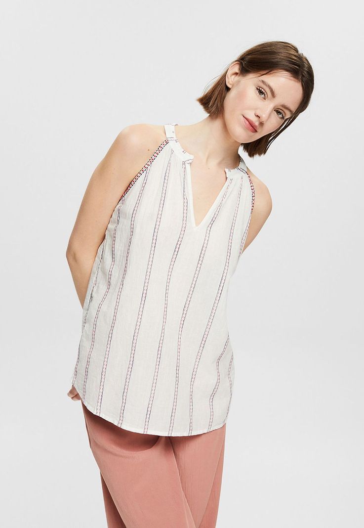 Blusa Con Rayas Bordadas Esprit