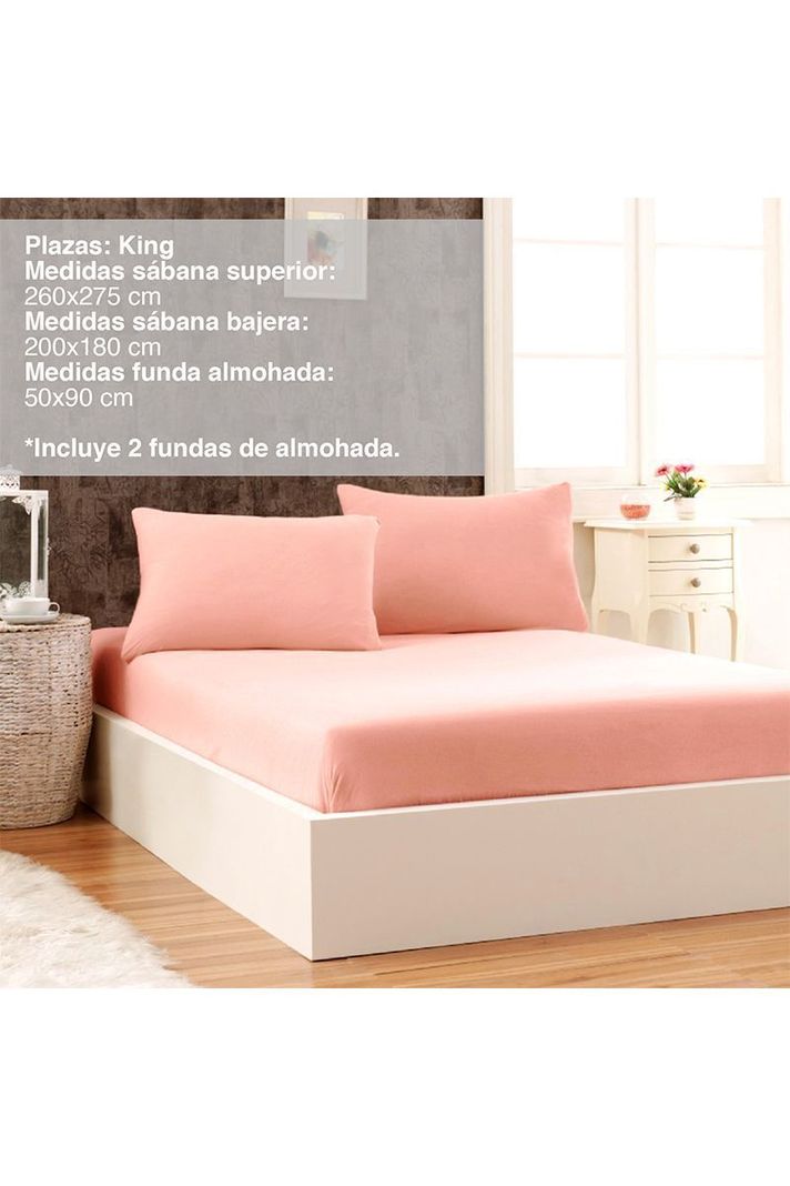 Juego de Sábanas de Microfibra Monaco King Rosado-1