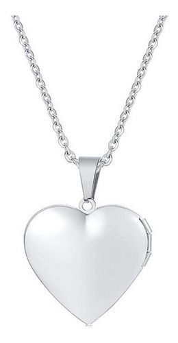 Cadena con dije Relicario corazón liso hipoalergénico -0