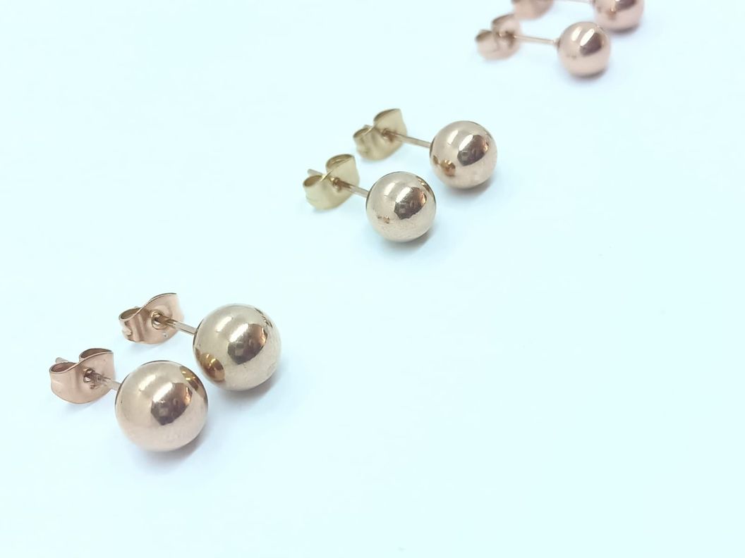 Pendientes Esferas de 8mm chapados en oro rosa 14kl-3