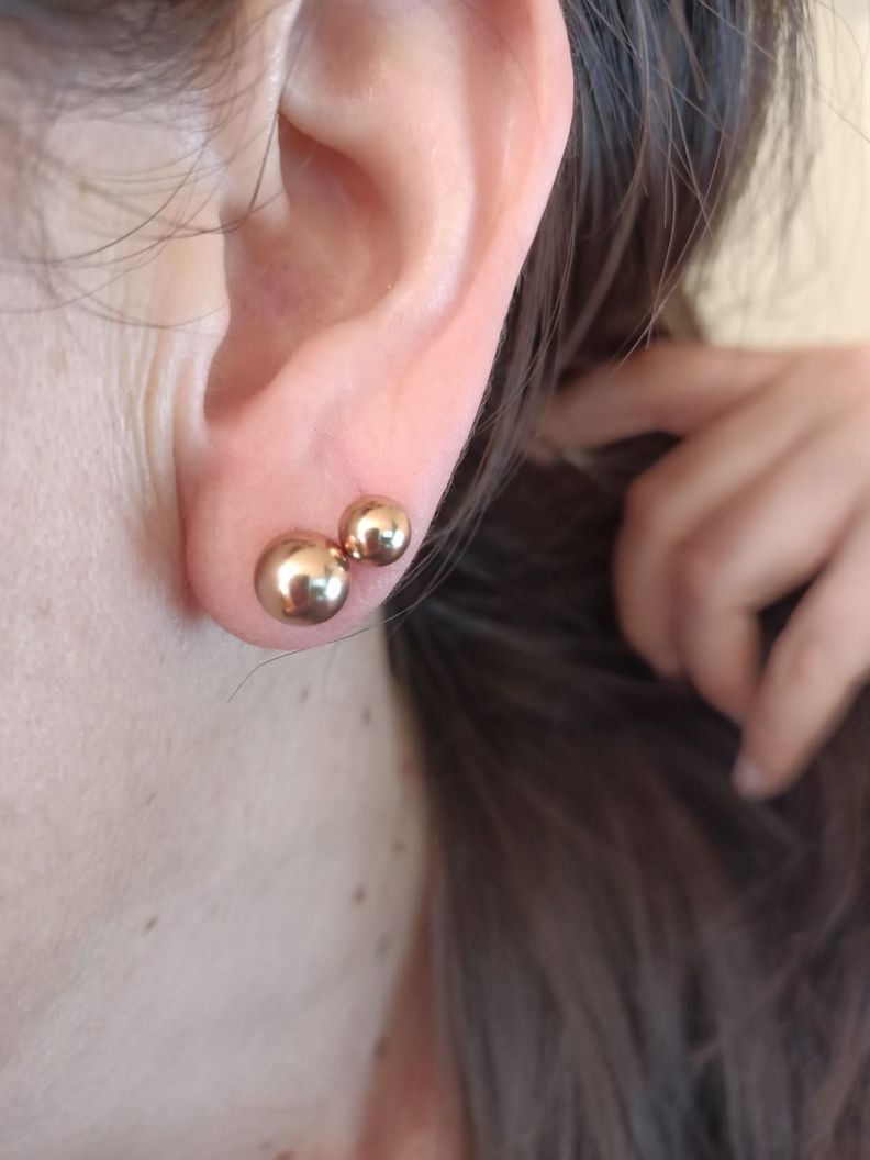 Pendientes Esferas de 8mm chapados en oro rosa 14kl-1