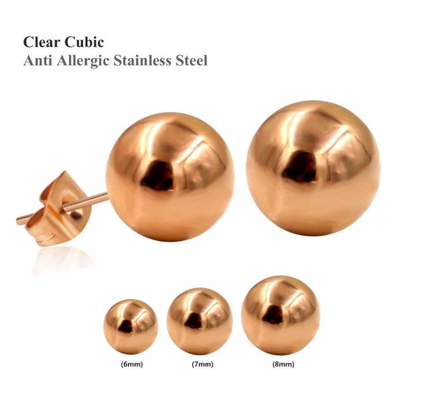 Pendientes Esferas de 8mm chapados en oro rosa 14kl-2