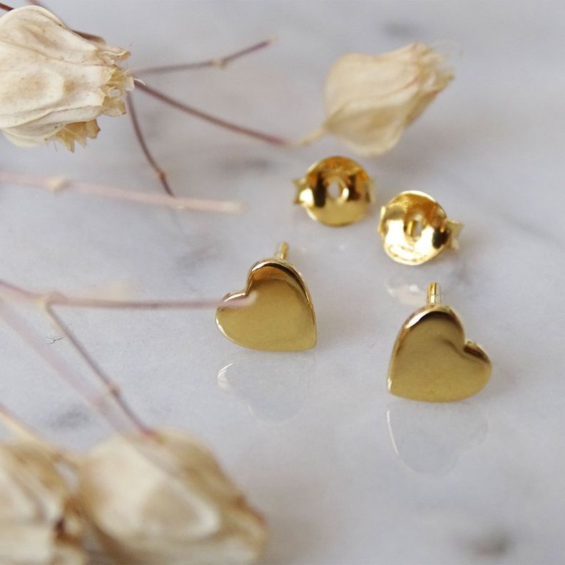 Aros Aritos Corazon Plata Con Baño De Oro - Mabelita-2