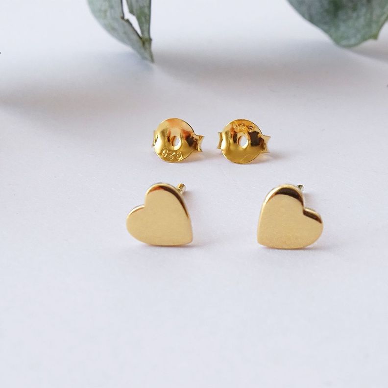 Aros Aritos Corazon Plata Con Baño De Oro - Mabelita-1