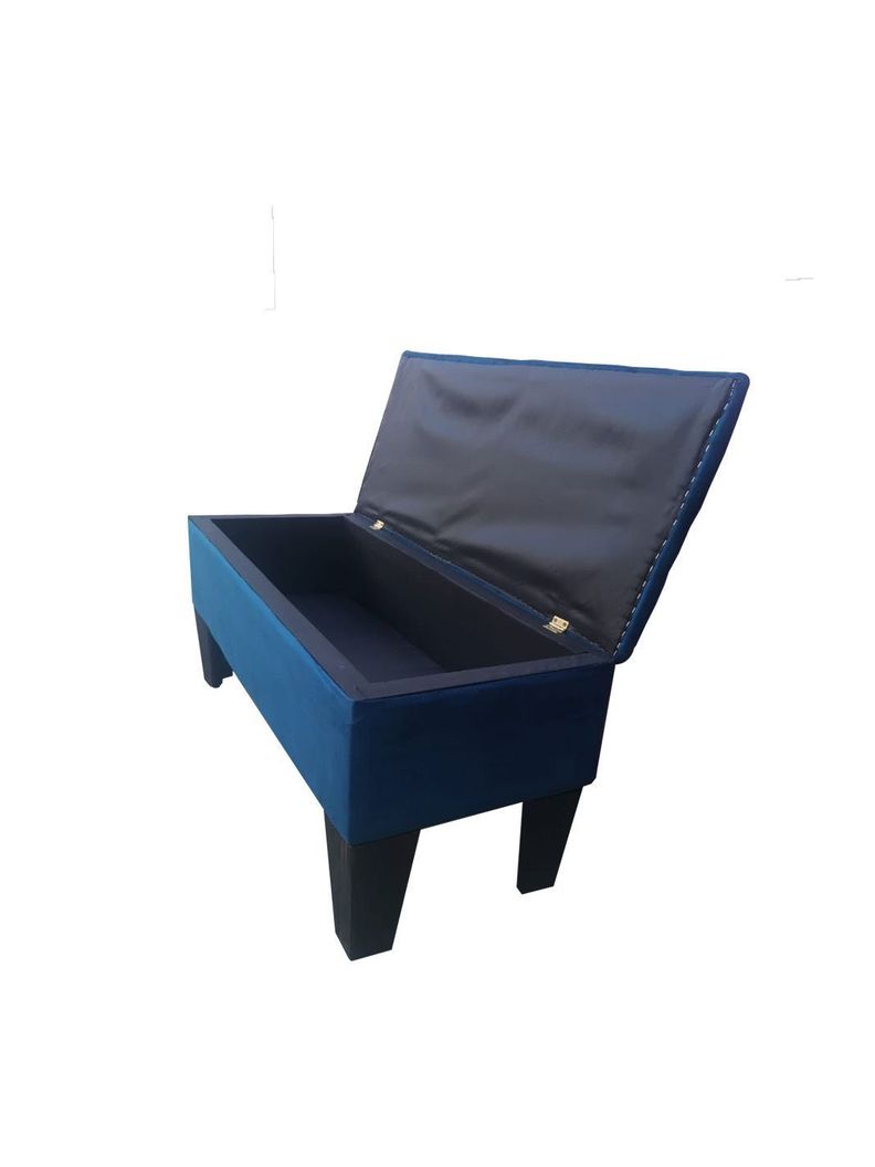 Banqueta Baul HVM Azul Marino Felpa-1