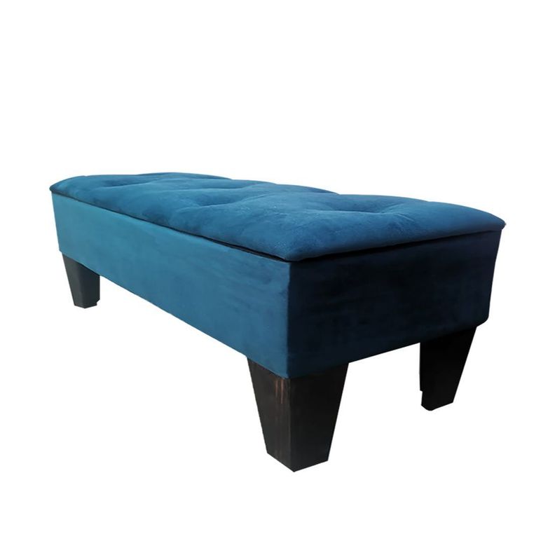 Banqueta Baul HVM Azul Marino Felpa-2