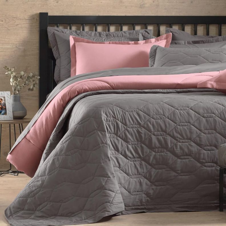 Juego de sábanas Karsten Liss 1.5 plazas 180 hilos Gris-2