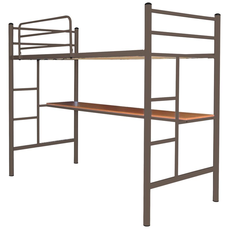 Cama Alta 1.5 Castaño Con Escritorio-1