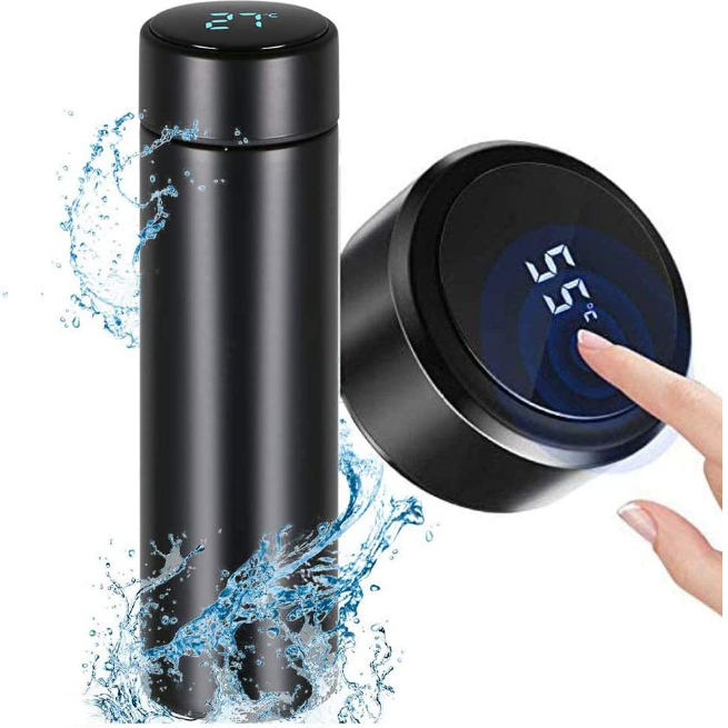 Termo De Agua Botella Con Pantalla De Temperatura Led 500 ML Negro-4