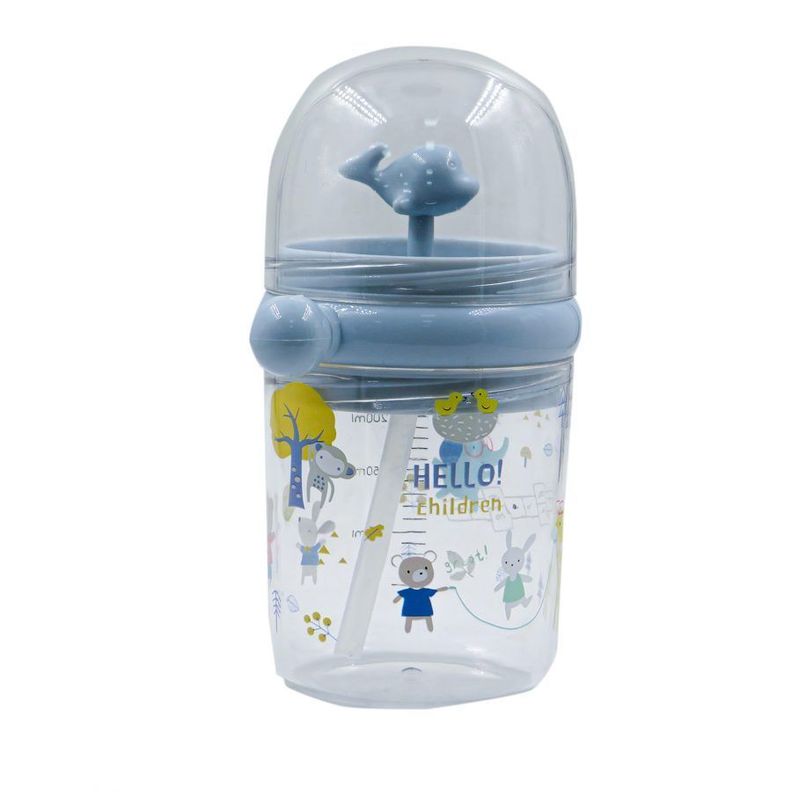 Vaso Antiderrame Infantil Vasos Para Bebe Con Bombilla Diseño de Ballena Lanza Agua Gris PQNP-1-0