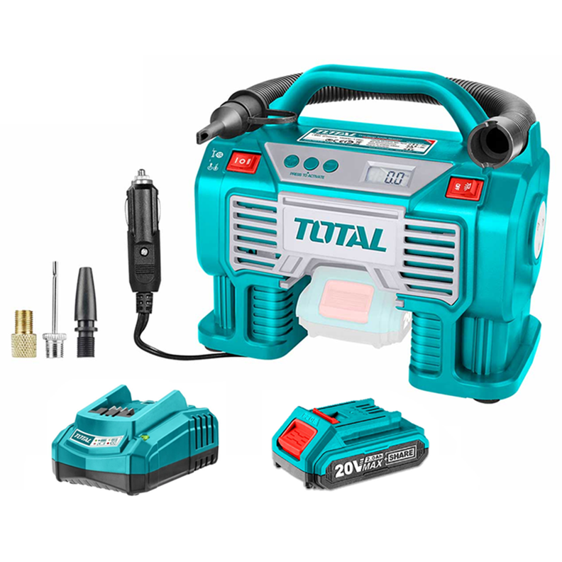 Inflador Compresor Aire 20v Bat+ Carg Total Tacli2002-0
