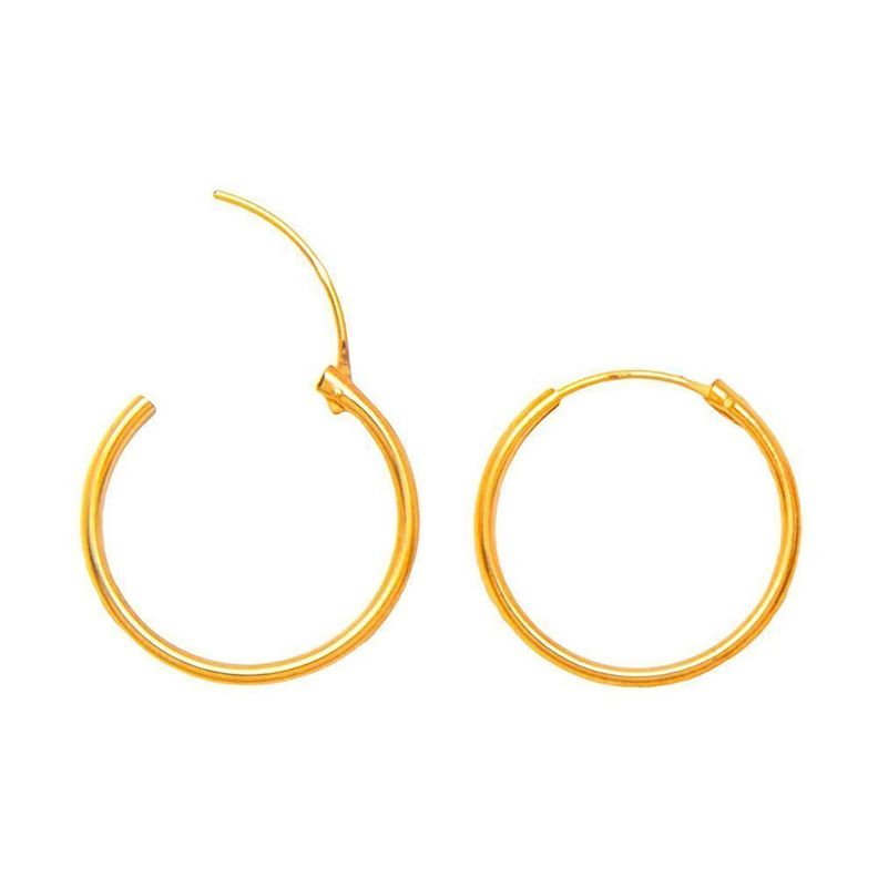 Aros Argollas Plata Bañadas En Oro 18k (15mm) - MABELITA-0