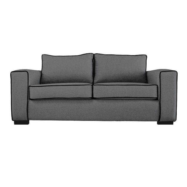 Sofa Gabro Chenille Tipo Lino Gris 3 Cuerpos