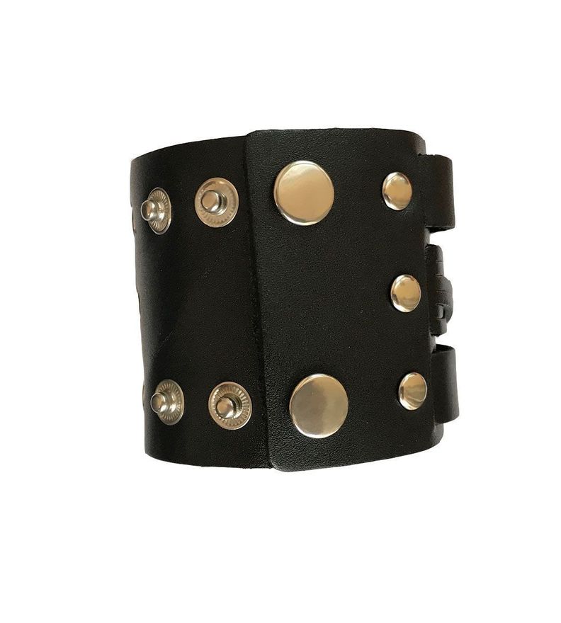 Pulsera de Cuero Ancha con trenza de cuero-1