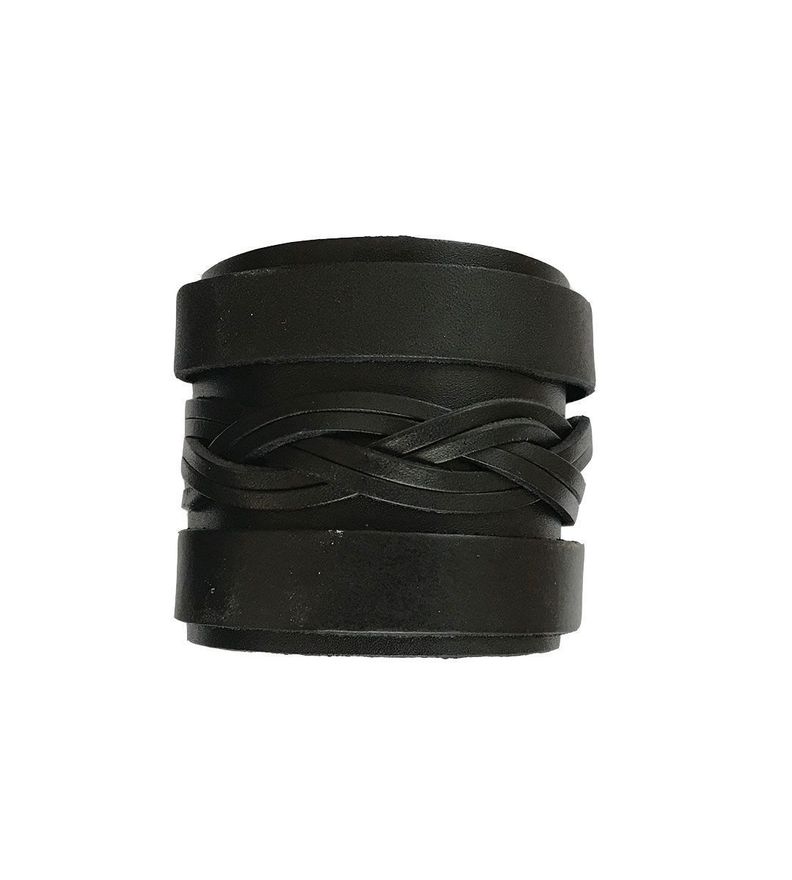 Pulsera de Cuero Ancha con trenza de cuero-0