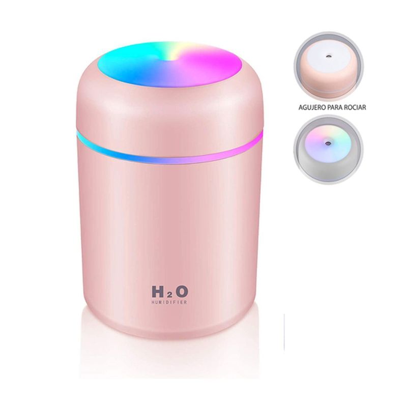 Humificador Difusor De Aire Luz Led Rgb Usb Rosado-1