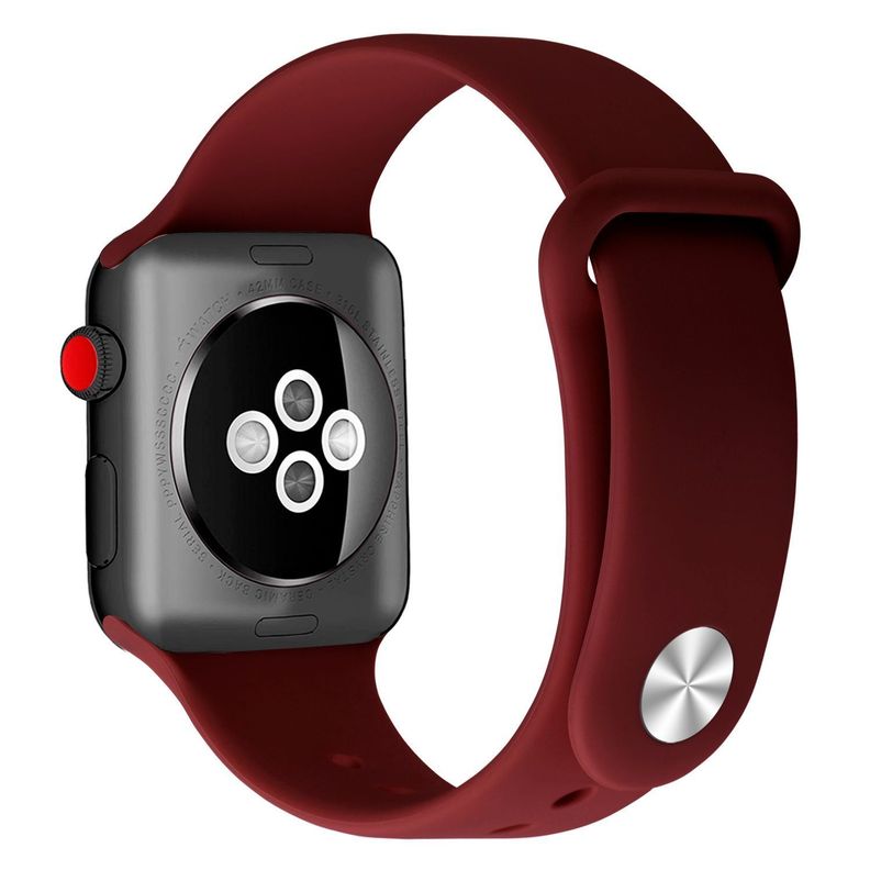 Correa Boton Compatible Iwatch Apple Watch Vinotinto 42-44-45MM-0