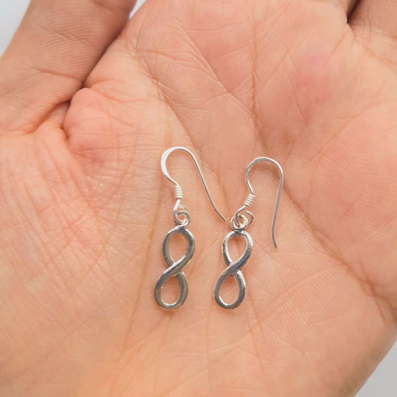 Aros Mini Infinito Colgante Gancho Plata Fina 925-1