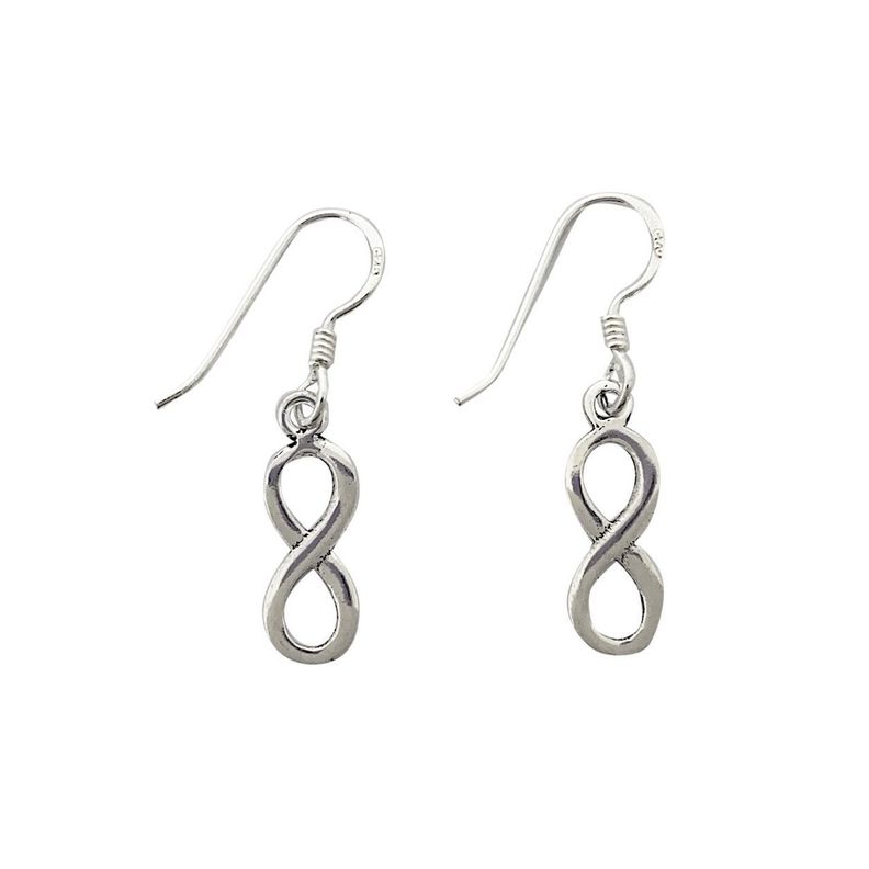 Aros Mini Infinito Colgante Gancho Plata Fina 925-0
