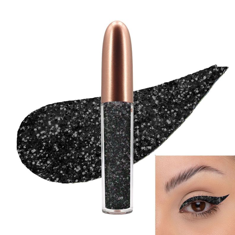  Delineador Ojos Glitter Liquido Escarchado Negro -1