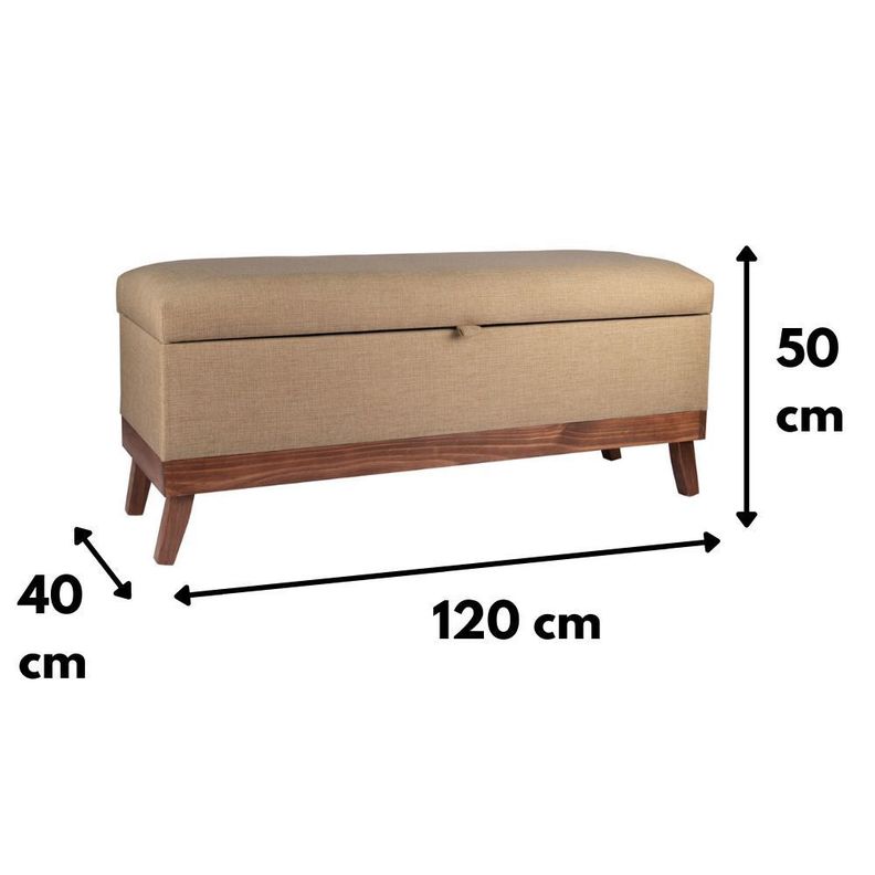 Banqueta con Baúl Incy Beige Delta 120x40x50 cm Máxima Design-3