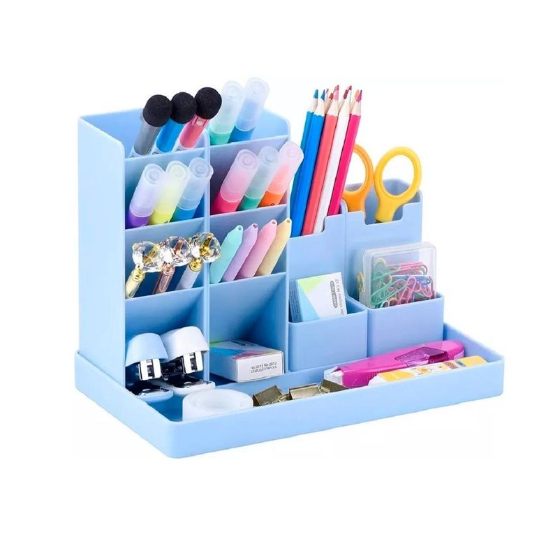 Organizador De Escritorio Portalápices Azul-0