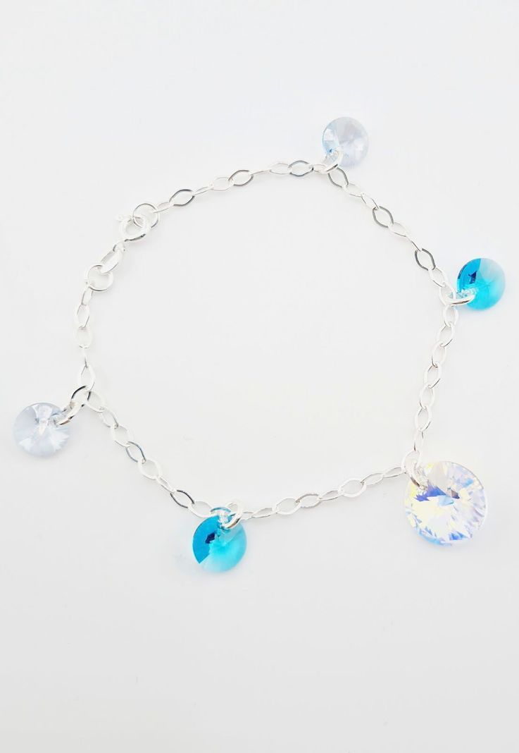 Pulsera Nepal Plata 925 Cristales Turquesa-4