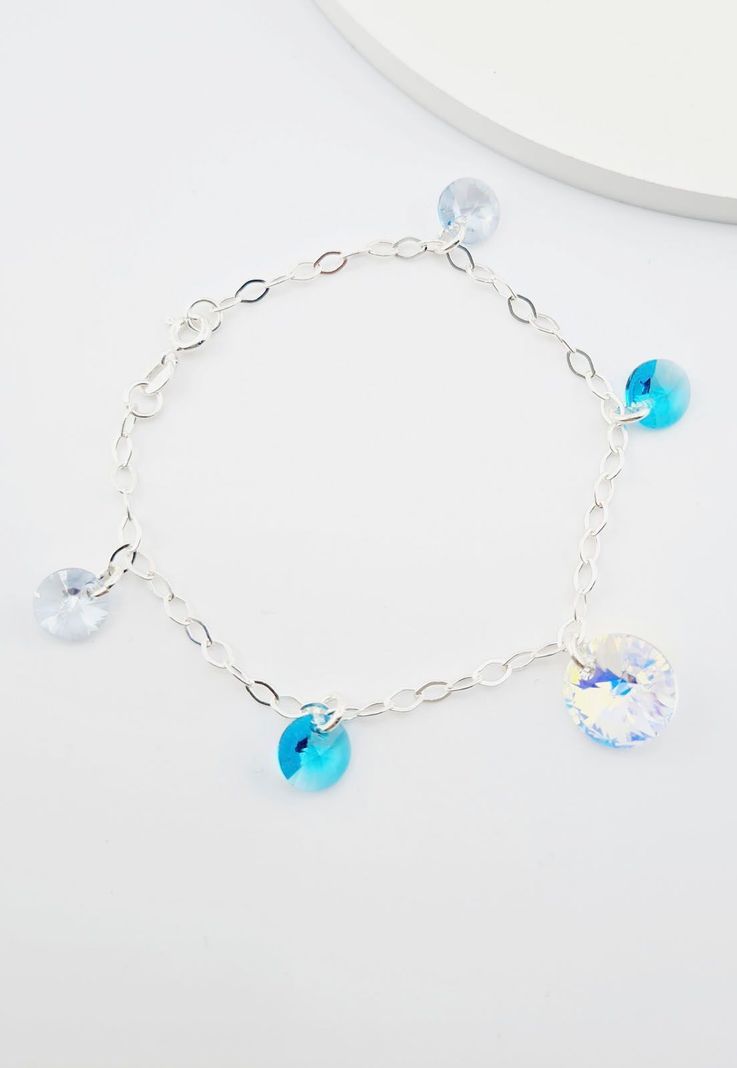 Pulsera Nepal Plata 925 Cristales Turquesa-2