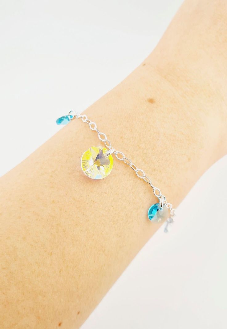Pulsera Nepal Plata 925 Cristales Turquesa-3