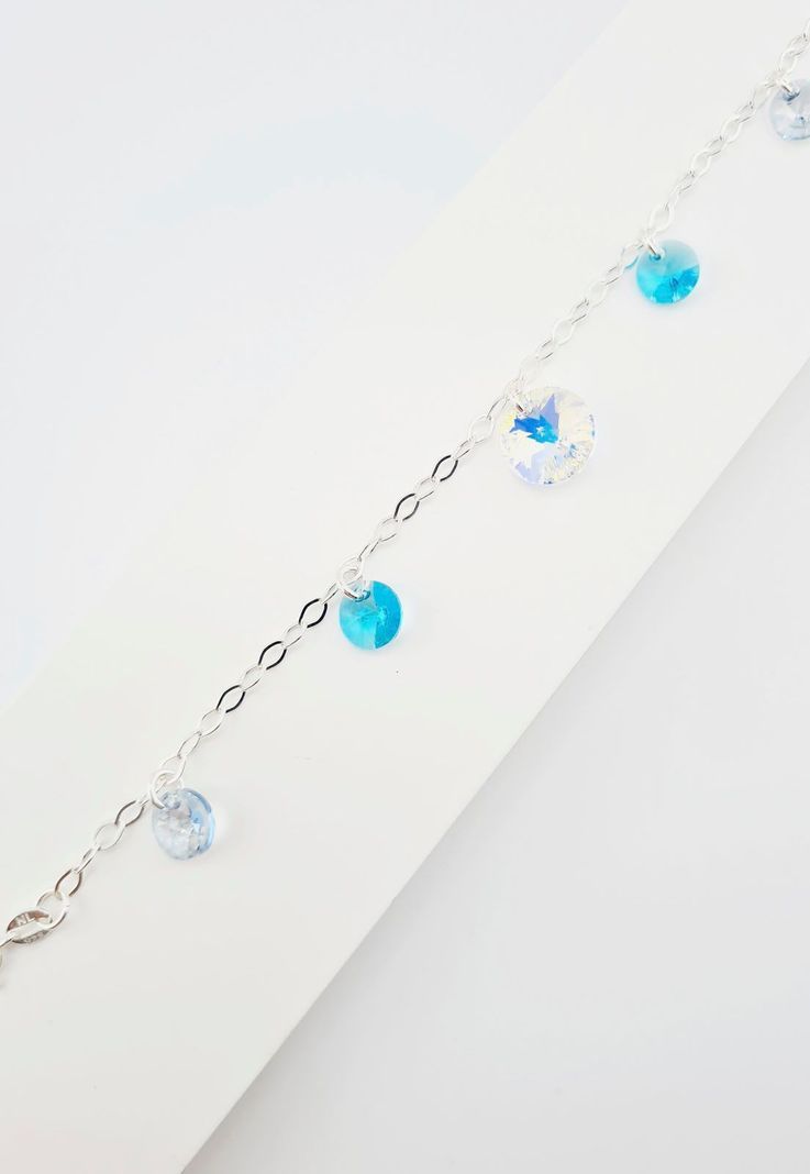 Pulsera Nepal Plata 925 Cristales Turquesa-1