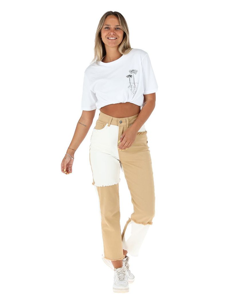 Pantalon Jeans Cortes Chequen Blanco Mujer-1