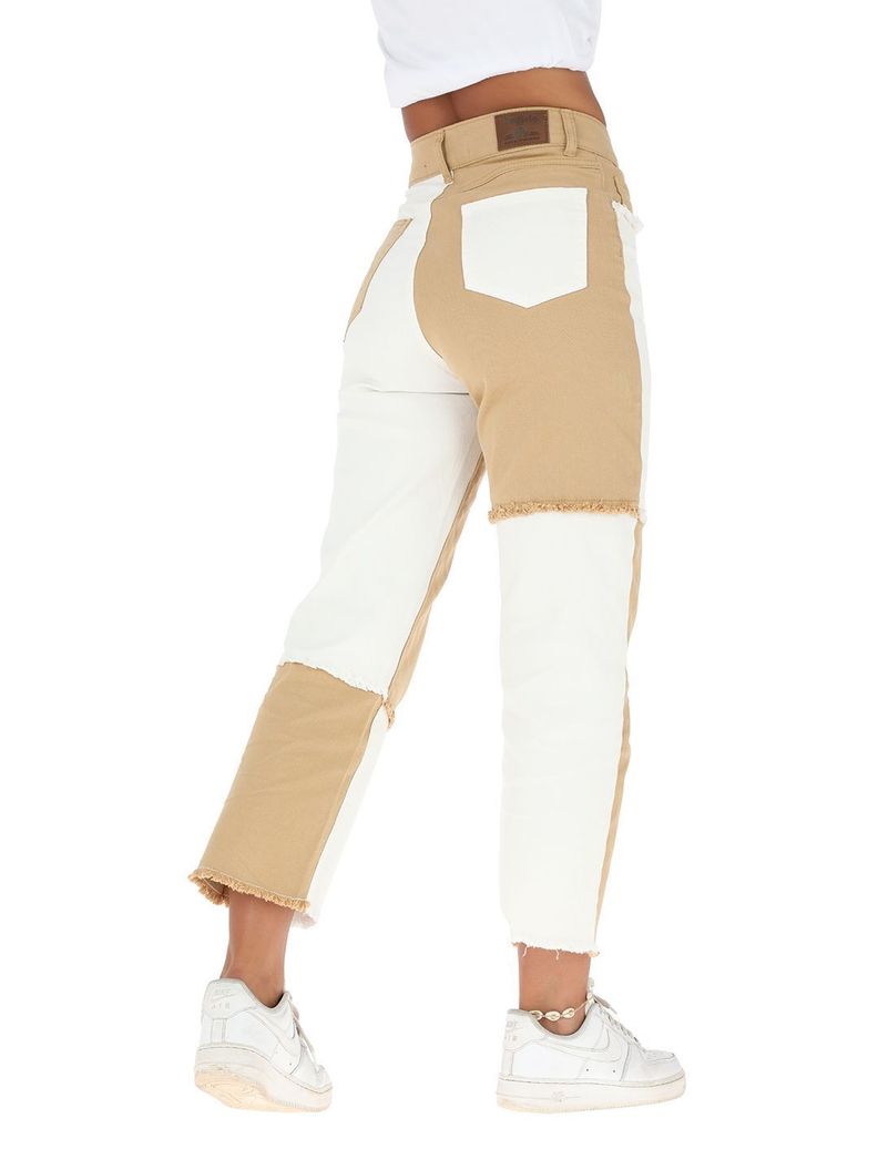 Pantalon Jeans Cortes Chequen Blanco Mujer-2