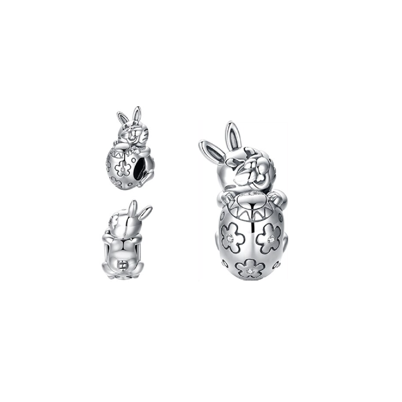 Charm Conejo de Pascua en Plata Fina 925 SILVER HEART-2