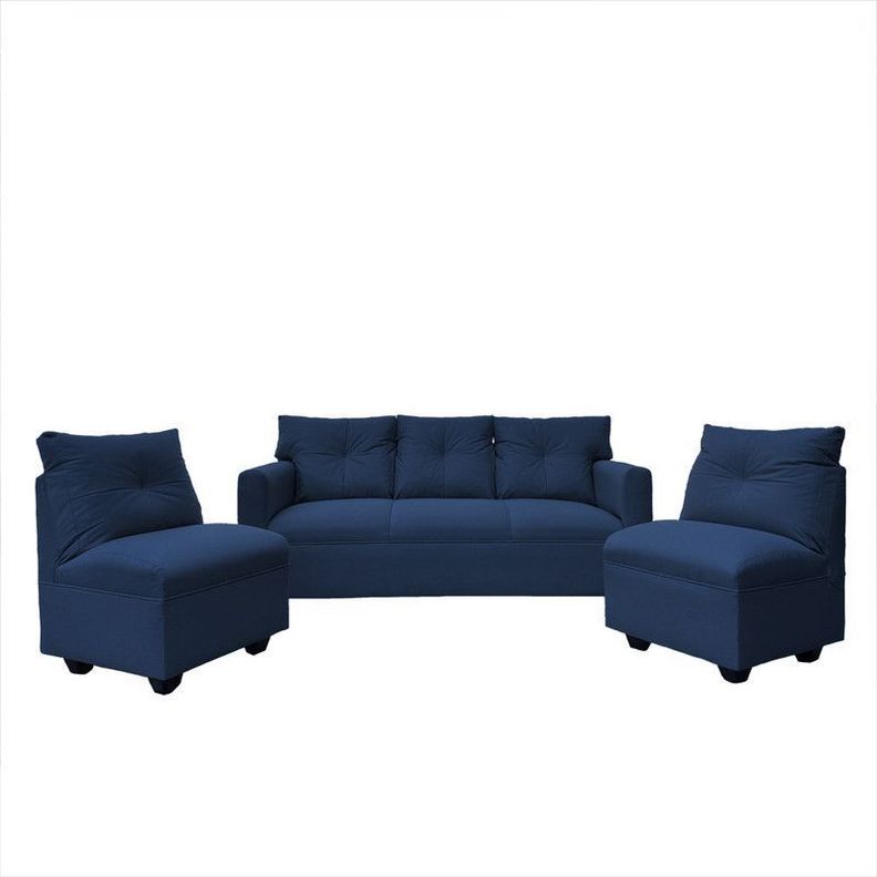 Juego Living Mateo Chenille Azul Pata Plastica 3C.1C.1C-0