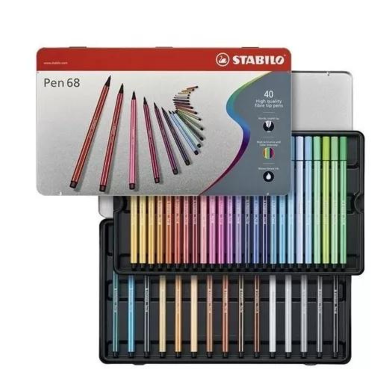 Marcadores Punta Fina Stabilo Pen 68 40 Colores-0