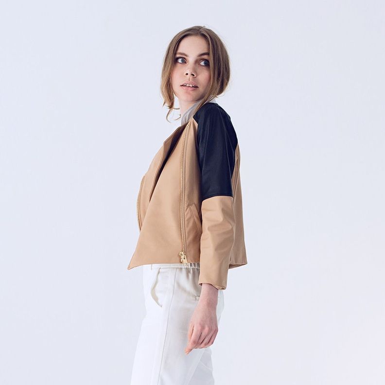 Chaqueta De Cuero Tricolor Kiku Amen-0
