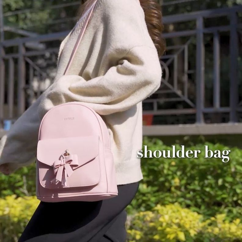 ECOSUSI Mini mochila con lazo Rosado-6