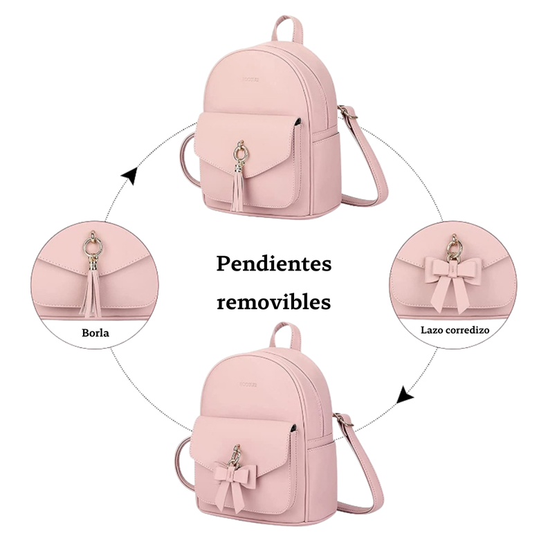 ECOSUSI Mini mochila con lazo Rosado-1