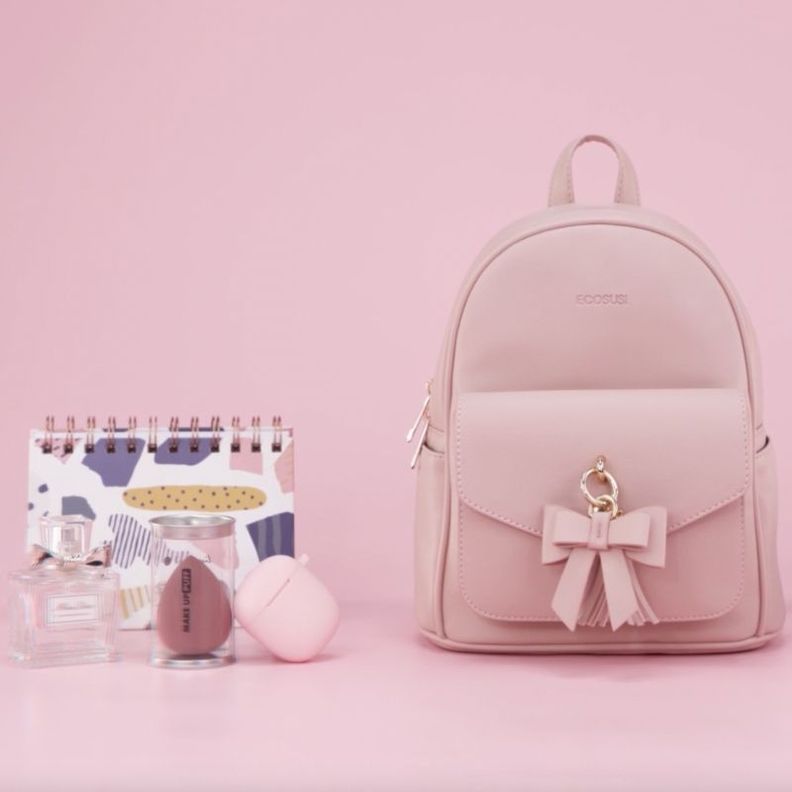 ECOSUSI Mini mochila con lazo Rosado-5