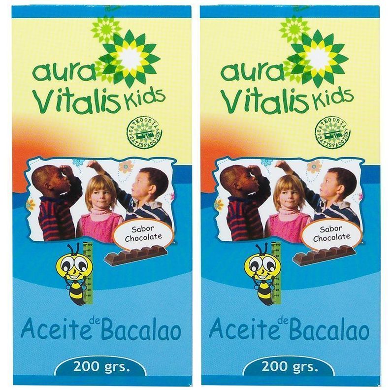 2 X AURA VITALIS KIDS JBE. ACEITE HIGADO BACALAO - CHOCOLATE 200 GR-0