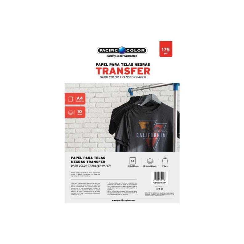 Papel Transfer Ropa Oscura 10 Hojas Tamaño A4 De 175grs - Ps