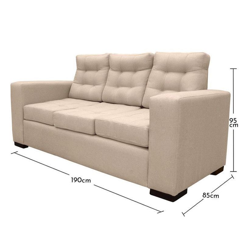 Sofá Antu Chenille Tipo Lino Beige 3 Cuerpos-3