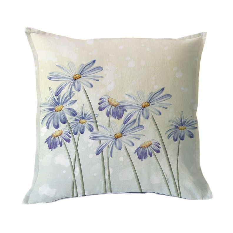 FUNDA COJIN ALGODON  LAVANDA Y FLOR AZUL 45X45 Diseno 1