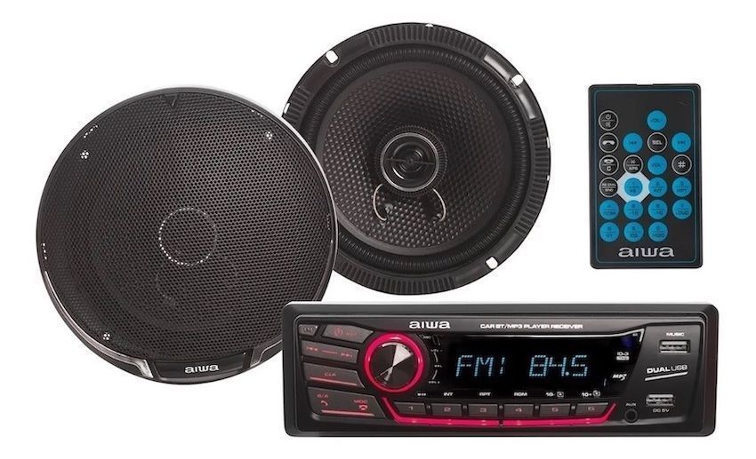 Combo Radio Bluetooth 1 Din + Parlante Auto Aiwa Caw-2016b-0