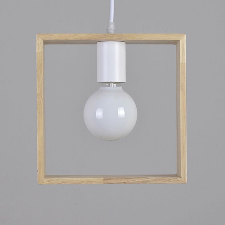 Lámpara Colgante de Madera Decorativa Cuadrada E-27-5