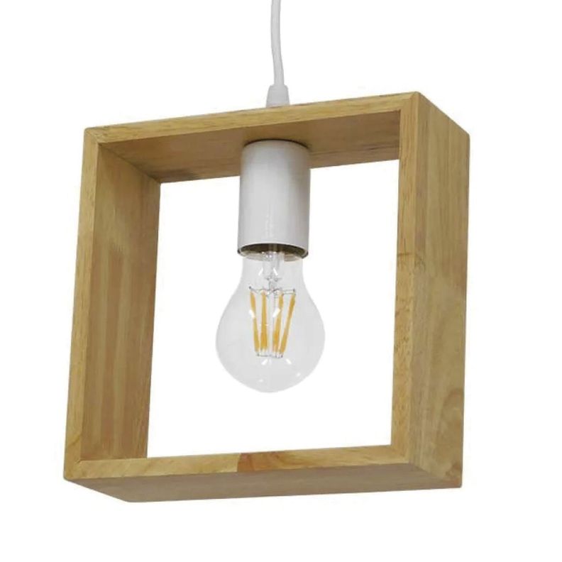 Lámpara Colgante de Madera Decorativa Cuadrada E-27-1